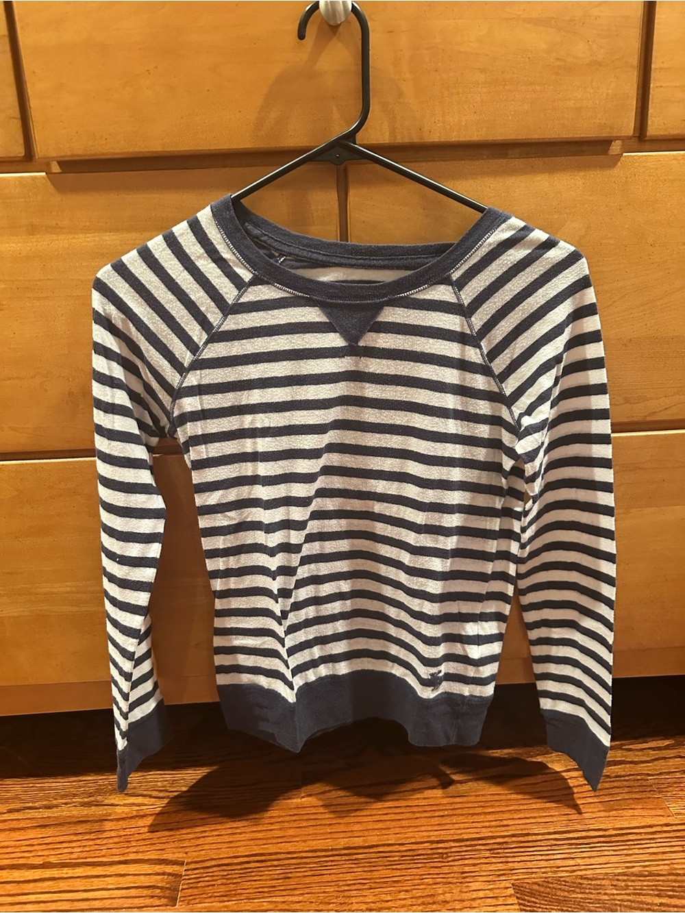 abercrombie kids Navy and White Striped Long Sleeve Tee